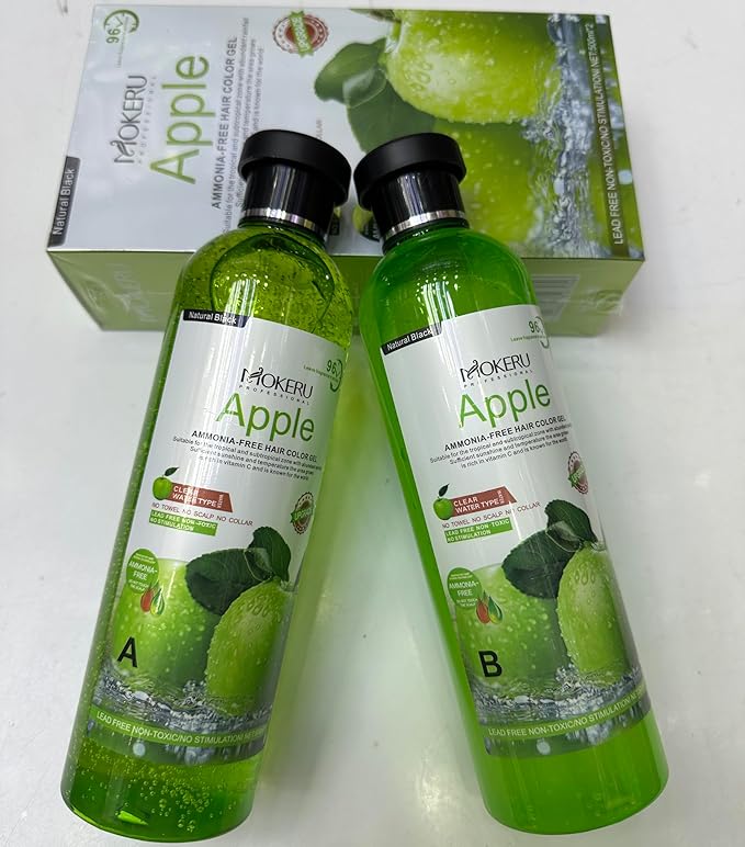 Mokeru Professional Apple Hair Crystal Black Dye. Professional AMMONIA-FREE HAIR COLOR GEL. – New Upgraded Clear Water Formula – 2‑Pack (500 ml Each) - Image 4